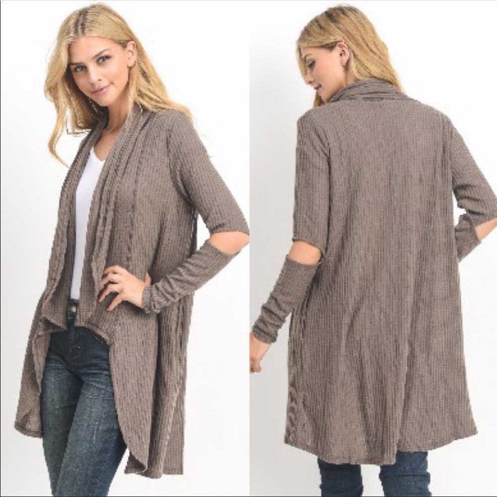 NEW | 🍁 Brown Cardigan Cut Out Elbow